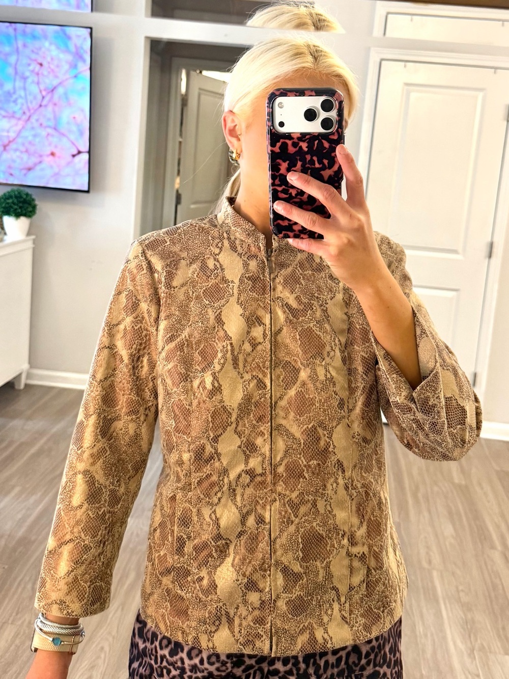 snake skin print jacket. Size 8